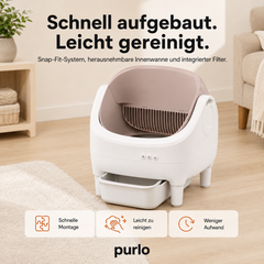 Schnell aufgebaut, leicht gereinigt: Snap-Fit-System, herausnehmbare Innenwanne und integrierter Filter